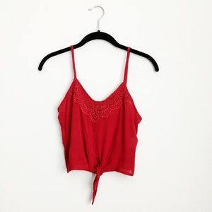 Burgundy Crop Top and Shorts Pajama Set